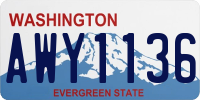 WA license plate AWY1136