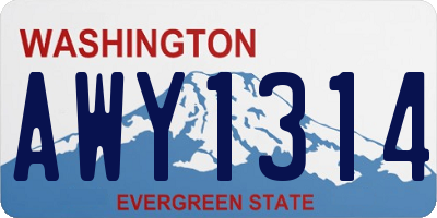 WA license plate AWY1314