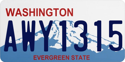 WA license plate AWY1315