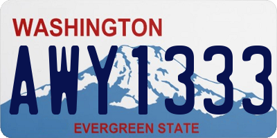 WA license plate AWY1333