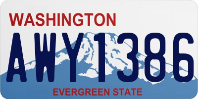 WA license plate AWY1386