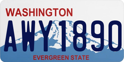 WA license plate AWY1890