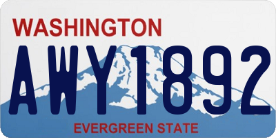 WA license plate AWY1892