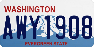 WA license plate AWY1908