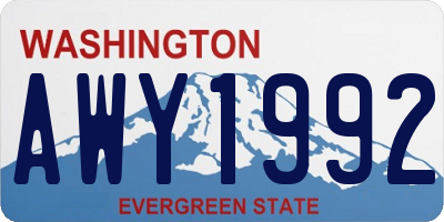 WA license plate AWY1992