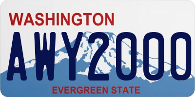 WA license plate AWY2000
