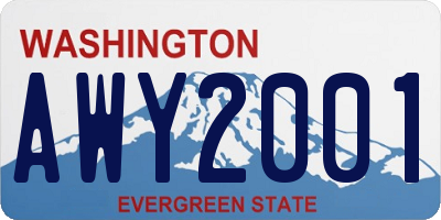 WA license plate AWY2001