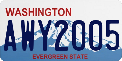 WA license plate AWY2005