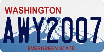 WA license plate AWY2007