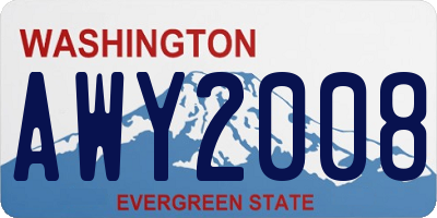 WA license plate AWY2008
