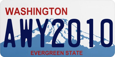 WA license plate AWY2010
