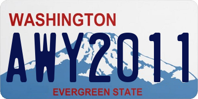 WA license plate AWY2011