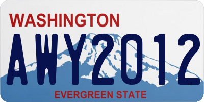 WA license plate AWY2012