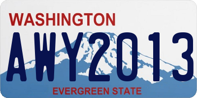 WA license plate AWY2013