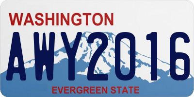 WA license plate AWY2016