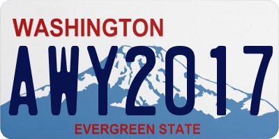 WA license plate AWY2017