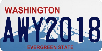 WA license plate AWY2018