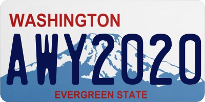 WA license plate AWY2020