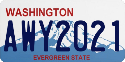 WA license plate AWY2021