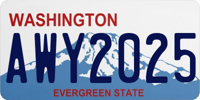 WA license plate AWY2025