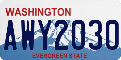 WA license plate AWY2030