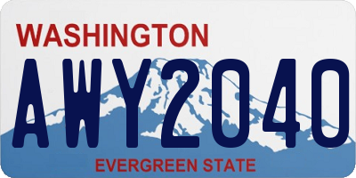 WA license plate AWY2040