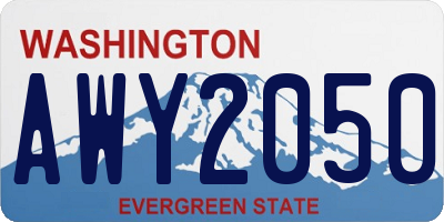WA license plate AWY2050