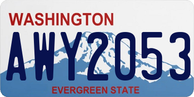WA license plate AWY2053