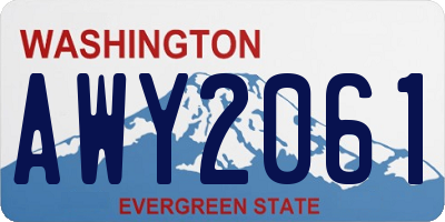 WA license plate AWY2061