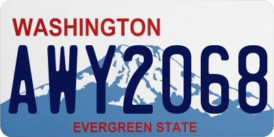 WA license plate AWY2068