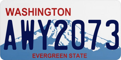 WA license plate AWY2073