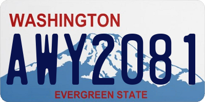 WA license plate AWY2081