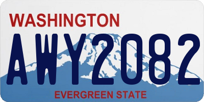WA license plate AWY2082