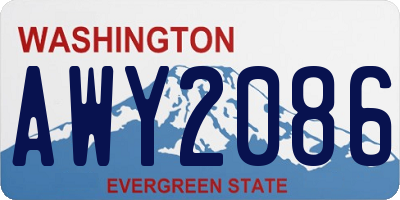 WA license plate AWY2086