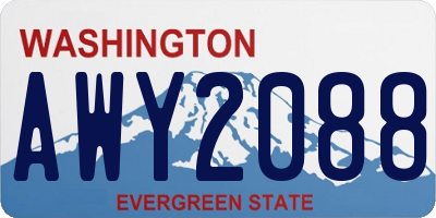 WA license plate AWY2088