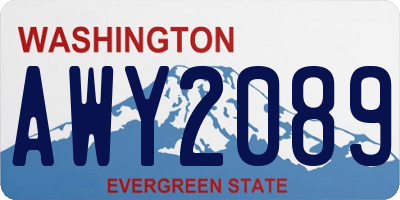 WA license plate AWY2089