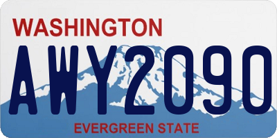WA license plate AWY2090