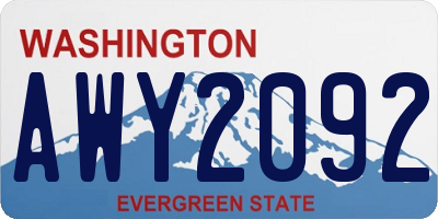 WA license plate AWY2092