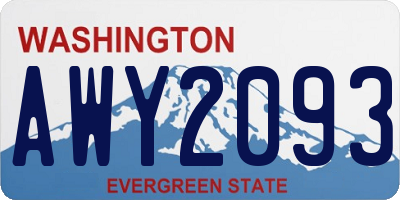 WA license plate AWY2093