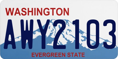 WA license plate AWY2103