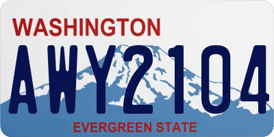 WA license plate AWY2104