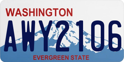 WA license plate AWY2106