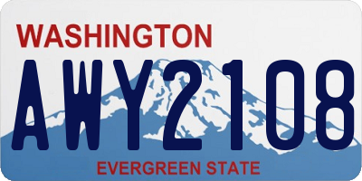 WA license plate AWY2108