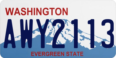 WA license plate AWY2113