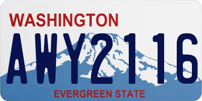 WA license plate AWY2116