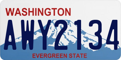 WA license plate AWY2134
