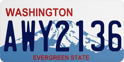 WA license plate AWY2136