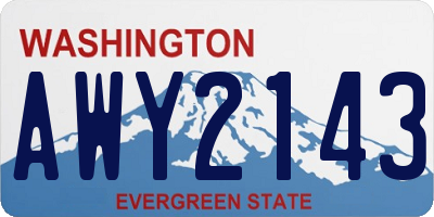 WA license plate AWY2143