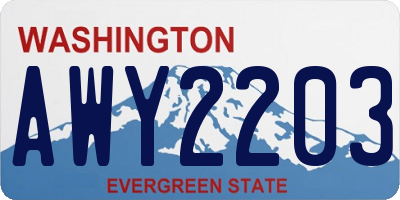 WA license plate AWY2203