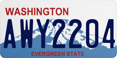 WA license plate AWY2204